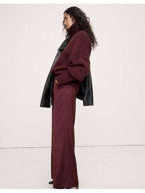 NWT Banana Republic Italian Merino-Blend Turtleneck Sweater Redwood Burgundy
